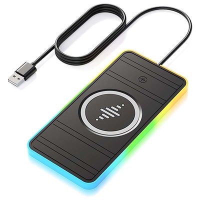 Bon prix Pad de recharge de voiture sans fil noir compatible Apple Pad de recharge antidérapant avec lumière colorée RVB en ligne