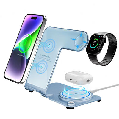PD/QC Métal sans fil 3 en 1 support de charge 6 mm Distance de charge