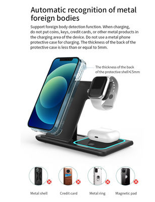 Bon prix Chargeur rapide sans fil 3 en 1 Apple/Samsung 15W/10W Xharger pliable Prise en charge de l'Apple Watch avec la lumière de nuit en ligne