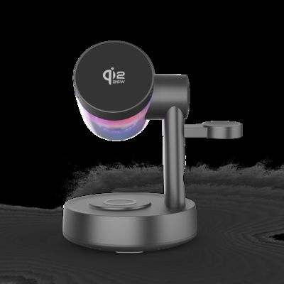 Bon prix Qi2.2 5 in 1 Magnetic Wireless Charging Station with Bluetooth Speaker for iPhone, Android Phone, Apple Watch, AirPods en ligne