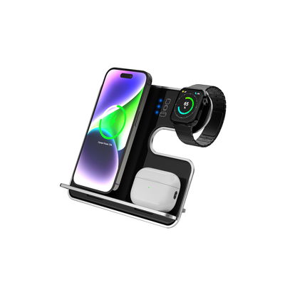 Bon prix Chargeur sans fil à support en alliage d'aluminium à logo personnalisé Porteur noir avec lumière indicateur - 15W/10W/7.5W/5W en ligne