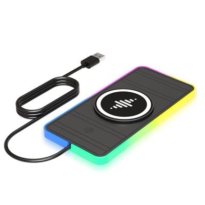 Bon prix Pad de recharge sans fil pour voiture RGB noir Pour Apple iPhone/Watch Protection de l'alimentation par entrée 9V/2A en ligne