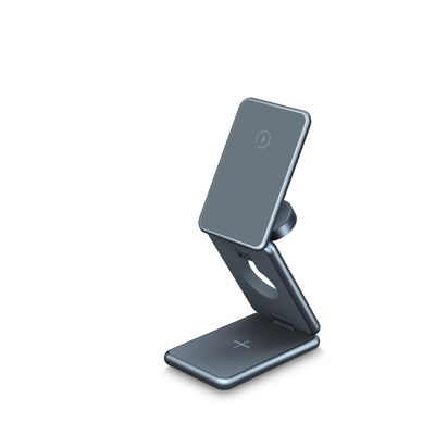 Bon prix Corps en alliage d'aluminium 3 en 1 tout métal Portable téléphones téléphoniques pliables magnétiques écouteurs montres chargeur sans fil 15w en ligne
