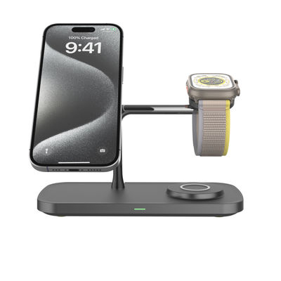 Bon prix Chargeur sans fil en alliage de zinc Qi 2 tout en 1 avec indicateur LED de puissance de 15 W pour smartphones en ligne