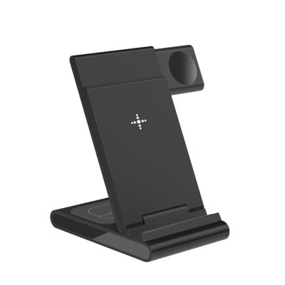 Bon prix Conception de trous Chargeur sans fil pliable ABS PC 21W Blanc/Noir Tout en un chargeur sans fil en ligne