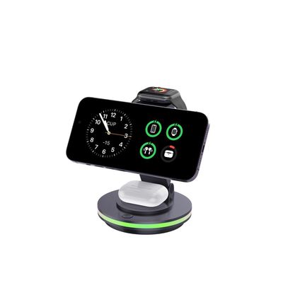 Bon prix Chargeur sans fil pliable en matériau acrylique ABS avec lumière LED et entrée de type C en ligne