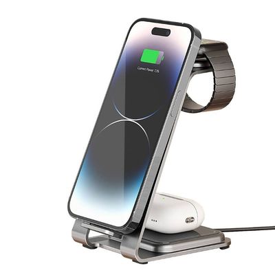 Bon prix Support de charge sans fil 3 en 1 en alliage d'aluminium de 15 W pour appareils intelligents en ligne