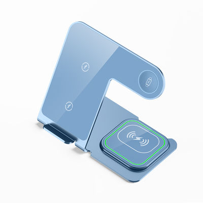 Bon prix Alliage d'aluminium 3 en 1 Chargeur sans fil à support Qi 12v Voltage d'entrée 110-205khz Fréquence de travail en ligne