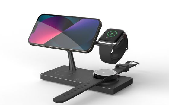 Bon prix T218 Chargeur rapide sans fil multifonctionnel double 15W Prise en charge des montres Apple et Samsung avec lumière de nuit en ligne