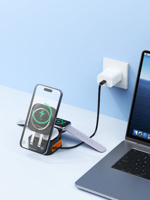 Bon prix 15W CYJ-10 Bureau Portable Chargeur rapide sans fil Chargeur magnétique avec indicateur de lumière Chargeur intelligent en ligne