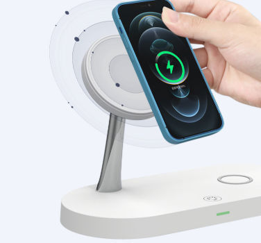 Bon prix T269 Chargeur sans fil intelligent de 15 W avec sortie double de 15 W avec lumière de nuit Chargeur rapide en alliage de zinc en ligne