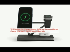 T216 Support de chargeur rapide sans fil Apple et Samsung Montres chargeur 15W/10W/7.5W/5W Construit dans la lumière nocturne