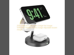 2025 T269D Chargeur magnétique 4 en 1 Chargeur rapide 15W/10W/7.5W/5W Chargeur sans fil Chargeur à support réglable